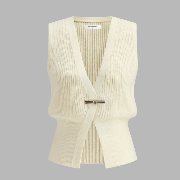 Commense Sweaters - Metal Buckle Waisted Sweater Vest
